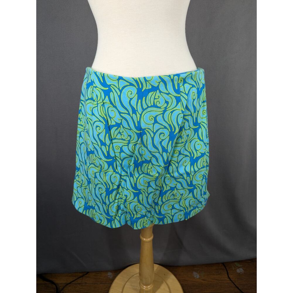 Metrostyle Skort Size 12 Blue Green Tribal Y2K Vintage Stretch